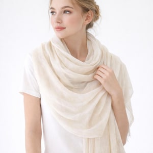 Lightweight Cotton Linen Scarf Women, Spring Summer Thin Wrap Shawl, Breathable Sun Protective Neck Scarf, Long Soft Fashion Scarf