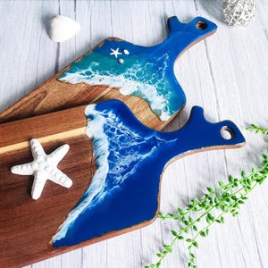 Ocean Harz Käsebrett, Charcuterie Brett, Handgefertigtes Harz Küchenbrett, Geschirr, Verlobungsgeschenk, Hochzeitsgeschenk, Einweihungsgeschenk