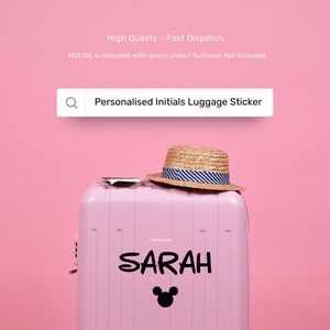 Personalisierte Disney Koffer Aufkleber, Initialen Gepäck, Urlaub Vinyl Aufkleber, Urlaub Urlaub Vinyl Aufkleber, Aufkleber Name, Koffer Name