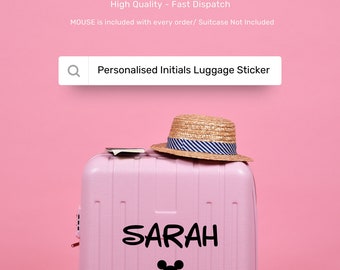 Stickers valises Disney personnalisés, Initiales de bagage, Sticker vinyle des fêtes, Sticker vinyle des fêtes de fin d'année, Nom de l'autocollant, Nom de la valise