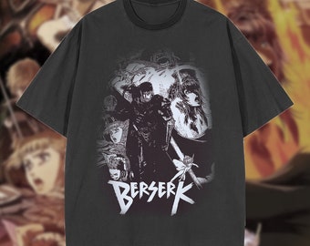Anime Style Graphic T Shirt Guts Character Summer Cotton Washed Vintage Berserk Tee T Shirt
