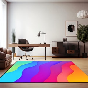 Rainbow Rug, Pink Rug, Rainbow Colors Rug, Girls Room Rug, Colorful Rug, Kids Room Rug, Modern Rug, 3D Art Rug, Home Decor Rug, Popular Rug