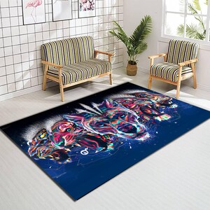 Modern Design Home Decor Carpet, Personalized Rug, Wolf Theme Rug, Colorful Wolf Rug, Non-Slip Rugs for Your Living Room, Digital Carpet