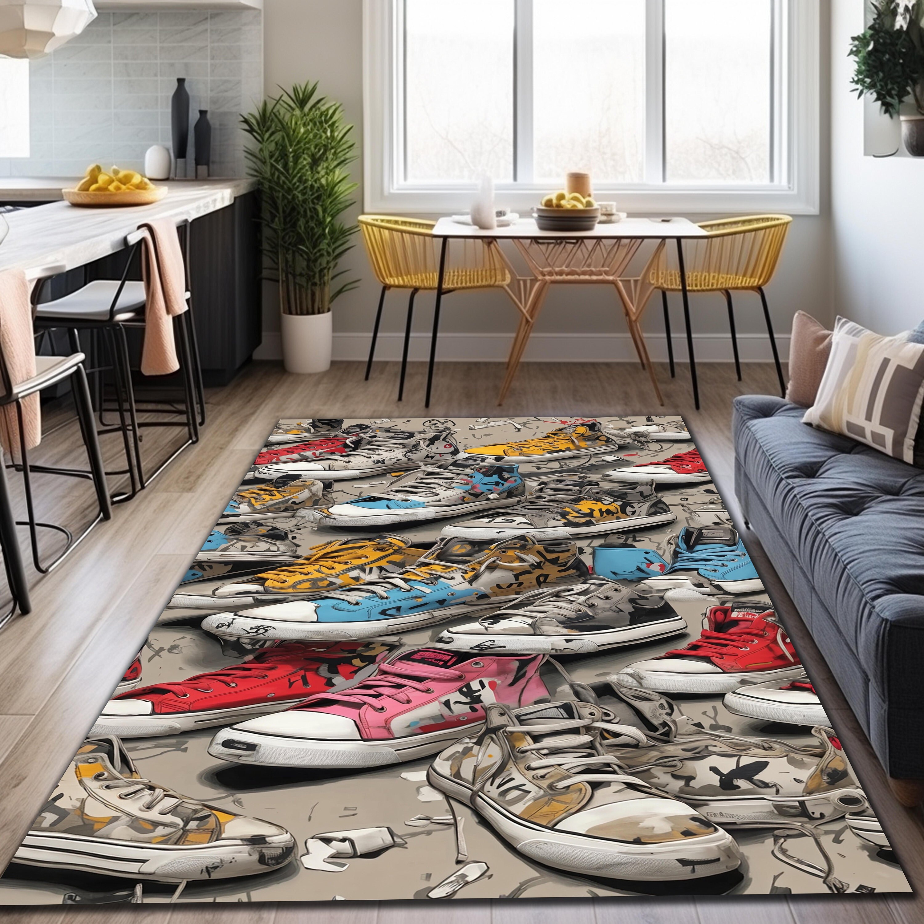 Sneaker Themed Rug, Hallway Rugs, Graffiti Rugs, Pattern Rug, Gaming ...