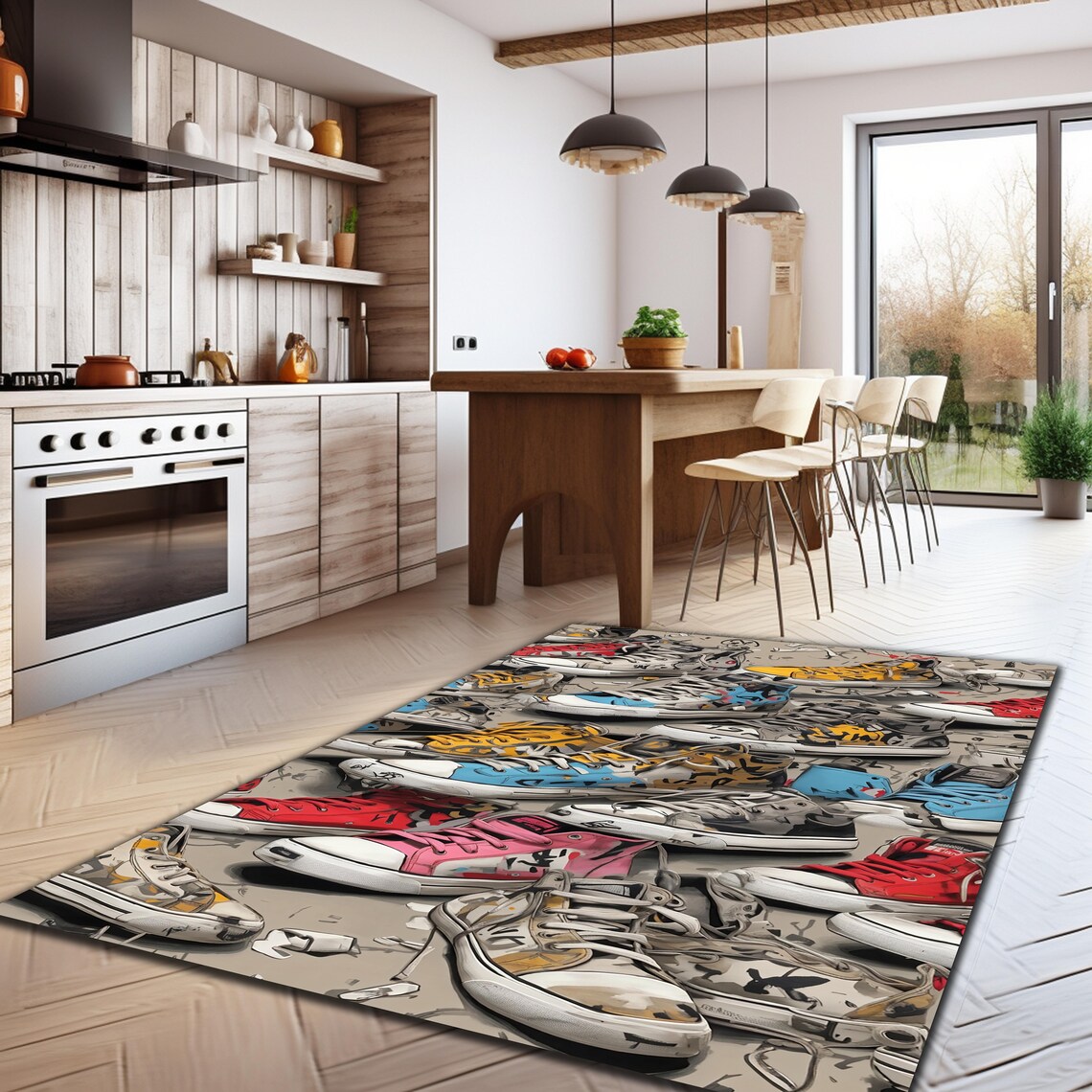 Sneaker Themed Rug, Hallway Rugs, Graffiti Rugs, Pattern Rug, Gaming ...