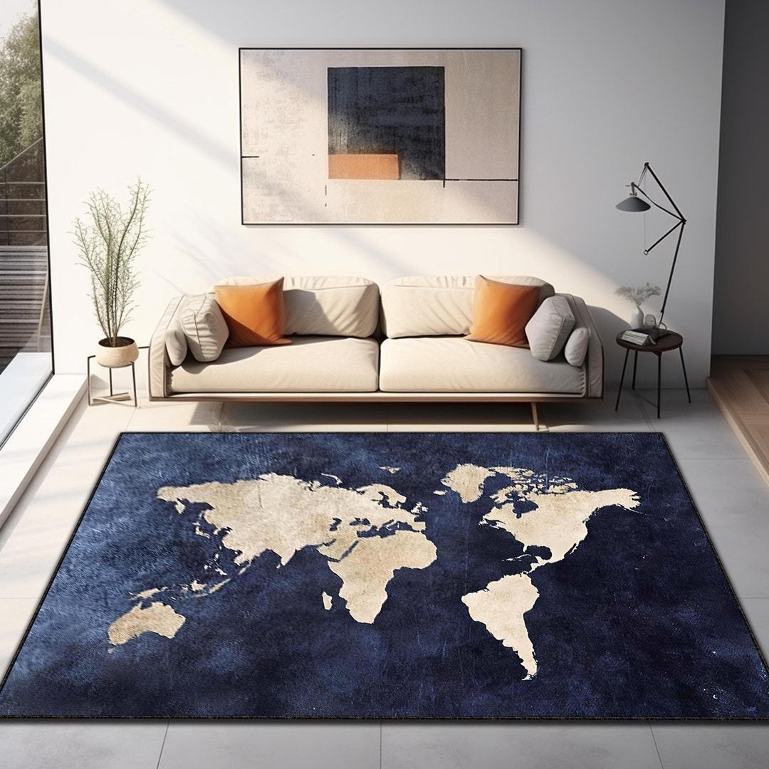Wall Rug Maps World Map Rug, Map Decor Rug, Black World Map Rug, Earth Room Decor ...