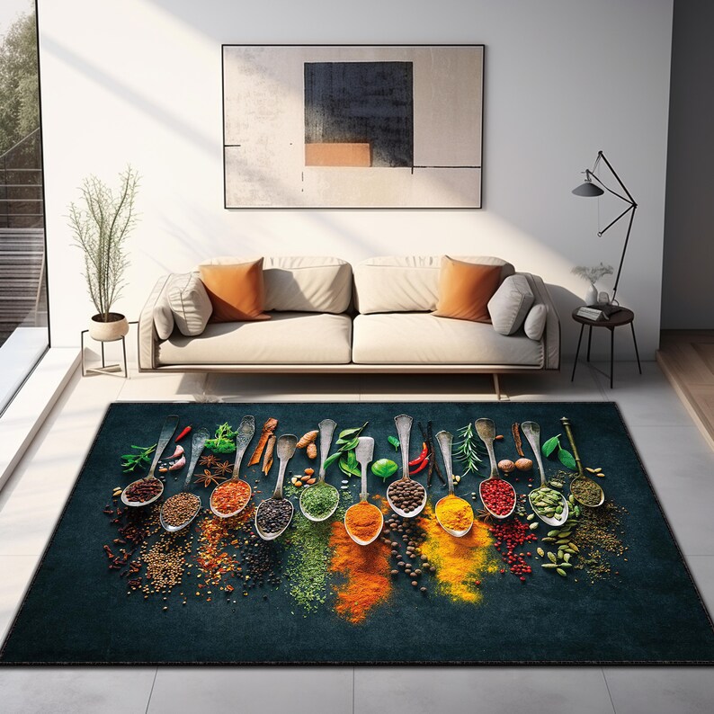 Kitchen Spices Rug, Design Kitchen Rug, Decorative Kitchen Rug, Spices ...