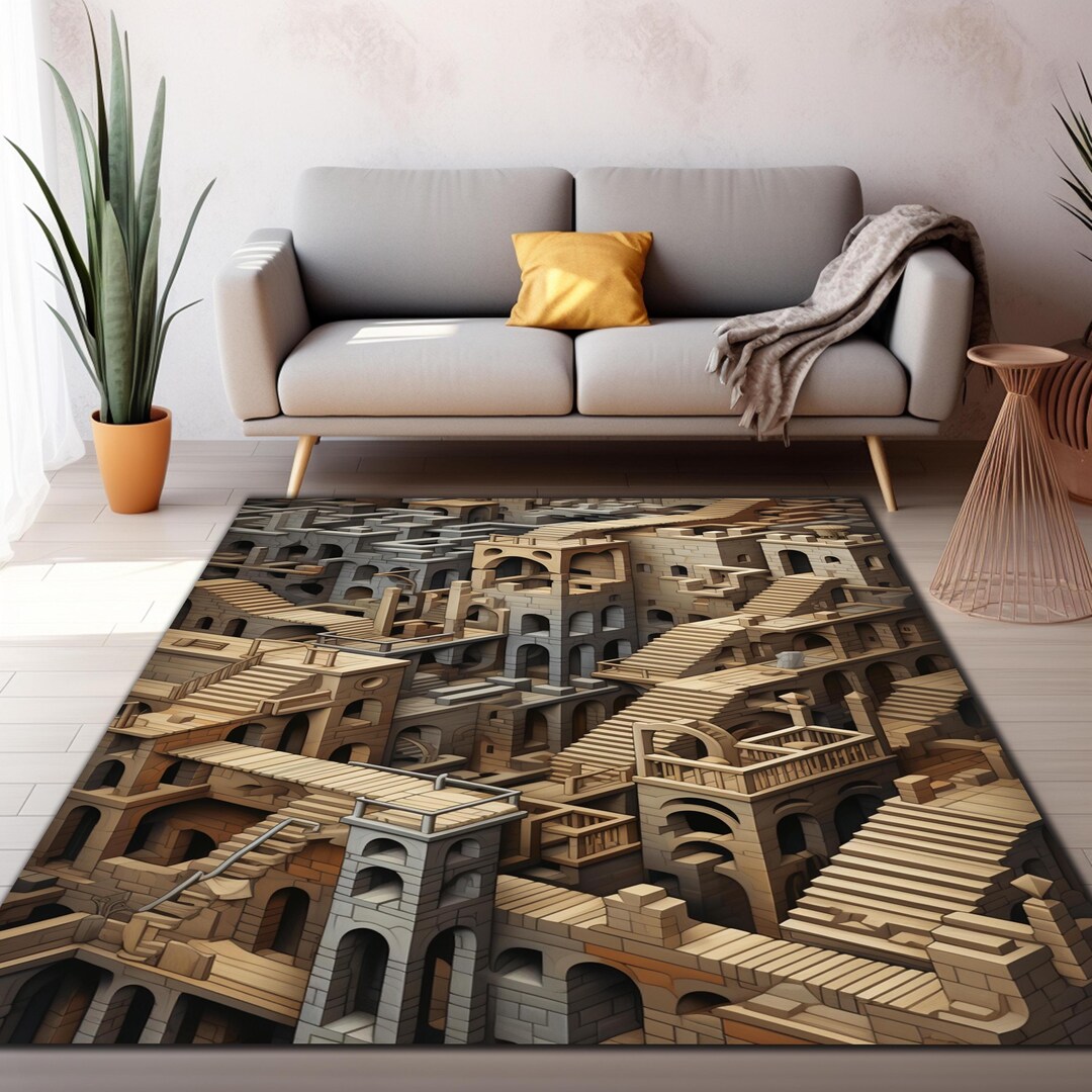 Mc Rugs Maurits Cornelis Escher Rug, Rind by MC Escher Rug, Machine Washable ...
