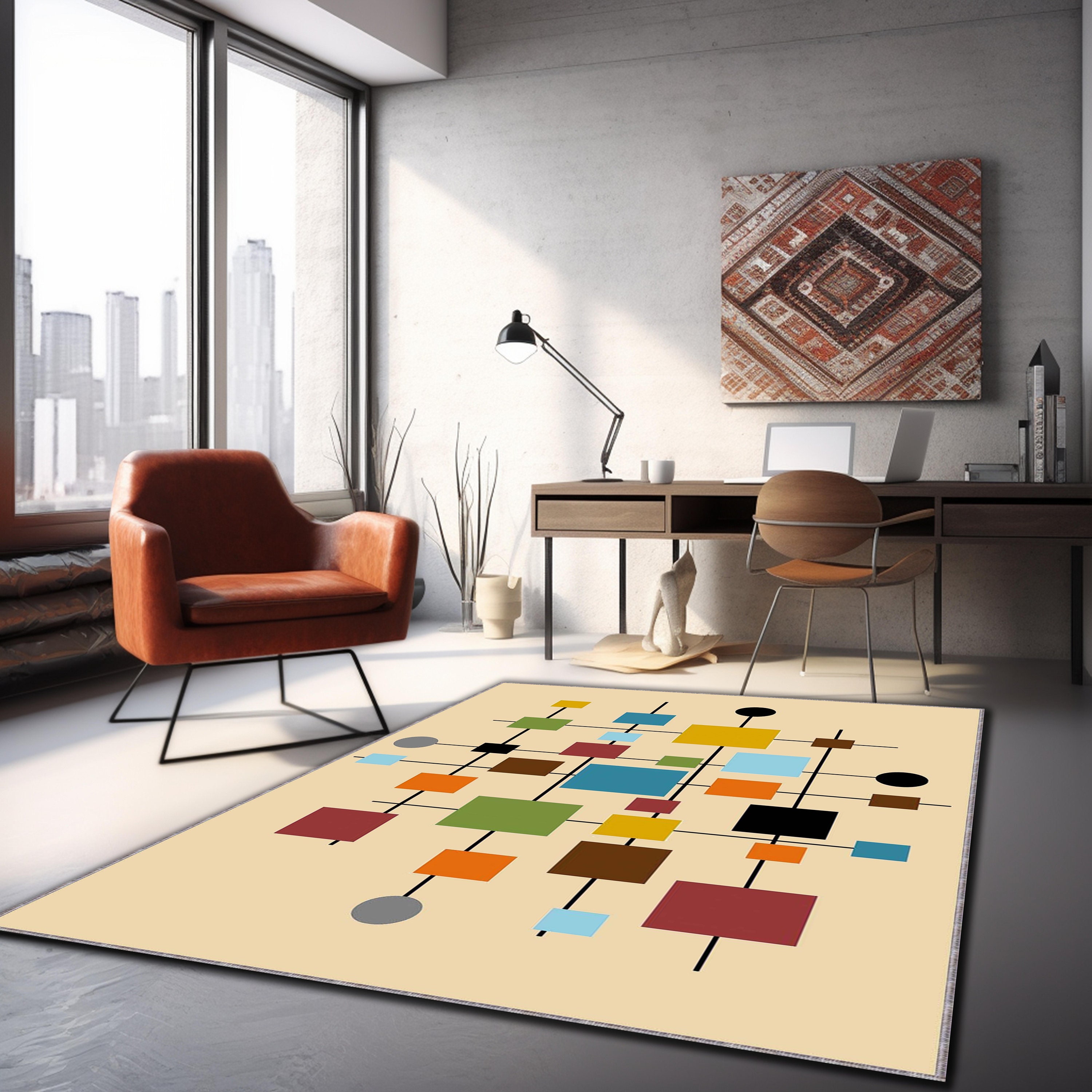 Mid Century, Mid Century Rug, Mid Century Modern Rug, Modern Art Rug ...