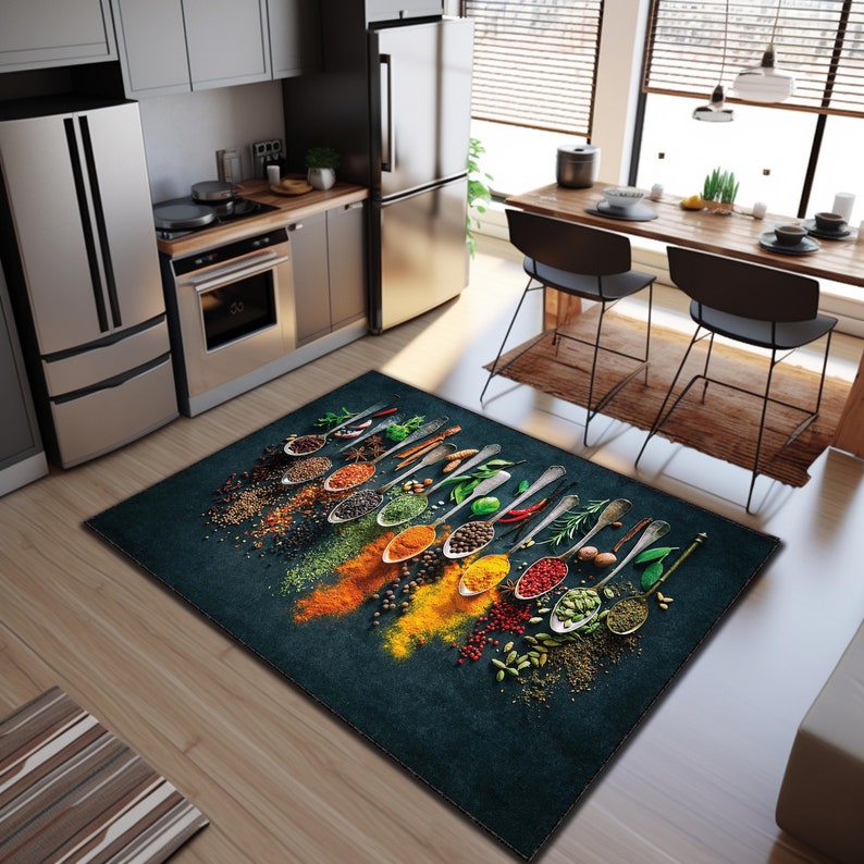 Kitchen Spices Rug, Design Kitchen Rug, Decorative Kitchen Rug, Spices ...