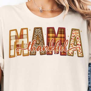 Thankful Mama PNG, Fall Mama Coquette Pumpkin, Fall Vibes, Embroidery Effect Mama Thankful Png Sublimation, Mama Varsity Png, Trendy Designs