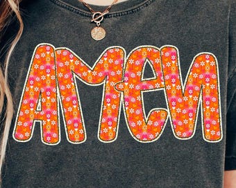 Floral Glitter Amen PNG, Retro Amen Png, Preppy Easter png, Amen Png, Happy Easter Png, Jesus Png, Christian Easter png, Sublimation, Groovy