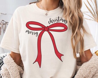 Merry Christmas SVG, Christmas Svg, Christmas Png, Red Coquette Bow Png, Christmas Coquette Bow Svg, Christmas Shirt Design, Merry & Bright