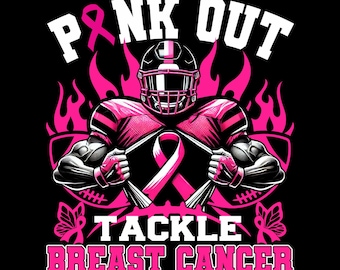 Cáncer de mama Fútbol Rosado Png, Deporte Cáncer de mama Png, Jugador de fútbol americano Cáncer de mama Sublimación Png, Diseño de camiseta rosada
