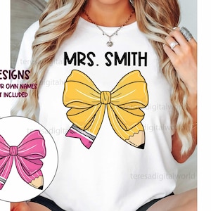 Teacher Coquette Png, Teacher Pencil Coquette Png, Bow Png, Teach Love Inspire Png, Teacher 1st/2nd/3rd Grade Png, Back To School Png