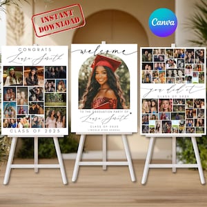 Class of 2025 Graduation Party Welcome Sign Canva Template, Senior Photo Collage Poster, Photo Graduation Welcome Poster Editable, Printable