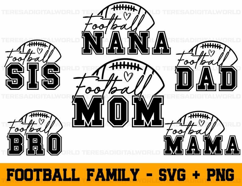 Football Mom SVG, Football Mom PNG, Football Mama Svg, Football Family Svg Bundle, Football Dad Svg, Football Nana Svg, Football Shirts Svg image 2