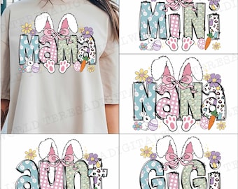Mama Easter Coquette PNG, Mama Mini Matching Easter PNG, Happy Easter PNG, Easter Png Bundle, Mini, Nana, Gigi, Retro Easter Png, Bunny Png