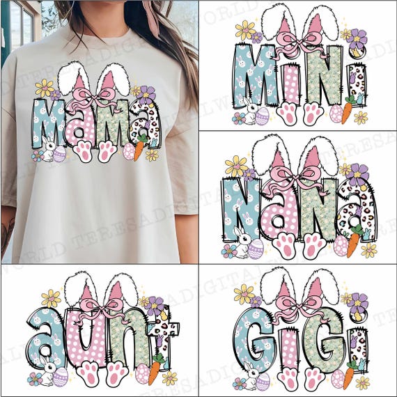 Mama Easter Coquette PNG, Mama Mini Matching Easter PNG, Happy Easter PNG, Easter Png Bundle, Mini, Nana, Gigi, Retro Easter Png, Bunny Png