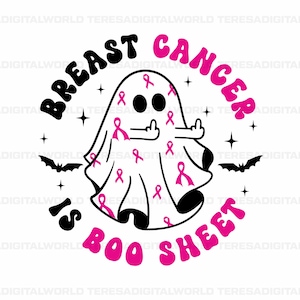 Breast Cancer Is Boo Sheet SVG png, Breast Cancer Awareness Svg, Halloween Breast Cancer, Breast Cancer Halloween Ghost, Cricut, Sublimation