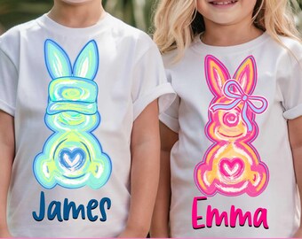Personalized Kid Name Easter Bunny PNG, Kids Easter Png, Boy Girl Easter Png, Toddler Kids Easter Png, Easter Bunny Brushstroke Coquette Bow