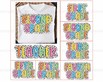 Back To School Dalmatian PNG Bundle, Teacher Dalmatian Bundle Png, Dalmatian Dots Png, First Grade, Second Grade, Teacher Appreciation Png