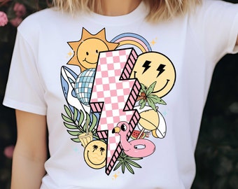 Retro Summer PNG, Hello Summer Png, Colorful Summer Png Sublimation Design, Summer Vacation Png, Beach Vibes Png, Summer Lighting Bolt Png