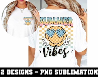 Vibraciones de verano PNG, Sublimación de verano retro Png, Png sonriente de verano, Diseño de verano de moda, Png de verano lindo, Archivo digital de verano de moda retro