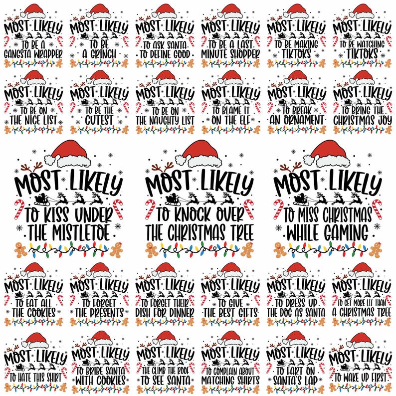 Most Likely to Christmas Shirt Svg Bundle, 90+ Most Likely to Christmas Svg Bundle, Most Likely to Svg, Funny Most Likely to Christmas Png image 1