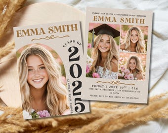 Class of 2025 Graduation Announcement Editable Canva Template, Editable Graduation Party Invite, Photo Insert Graduation Card Editable DIY