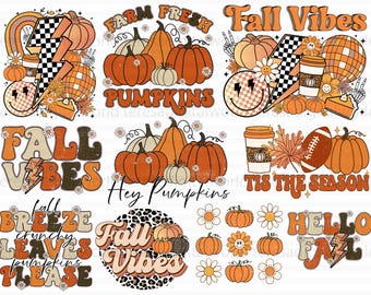 Sublimación de paquete de otoño PNG, Png de otoño retro, Png de otoño de moda, Camisa de otoño Png, Png de otoño, Vibraciones de otoño Png, Tis The Season, Groovy Fall Png