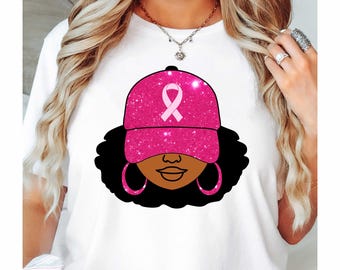 Breast Cancer Black Woman Cap PNG, Breast Cancer Png, Pink Ribbon Png, Cancer Ribbon Png, Cancer Awareness Png, Black Woman Png, Afro Woman