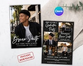 Modern Graduation Invitation Canva Template, Senior Party Announcement, Boys Grad Party Invite (Digital Download)