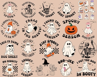 20 Retro Halloween SVG PNG Bundle, Halloween SVG Bundle, Halloween Svg, Spooky Season Svg, Cute Ghost Halloween Svg, Cricut, Png Sublimation