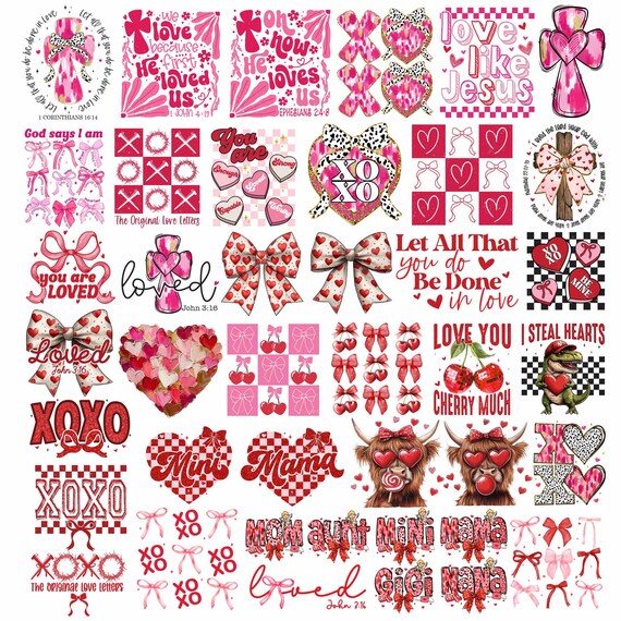 40+ Valentines Day PNG Bundle, Valentine Mega Bundle Png, Christian Valentine, Valentine Mama Family, Kids Valentine, Retro Valentine Png