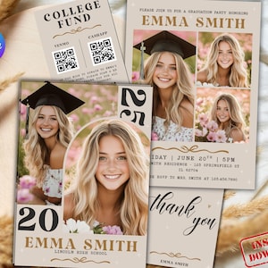 Class of 2025 Graduation Announcement Canva Template with Photo, Minimal Graduation Announcement 2025 Card Invitation Party Canva Editable