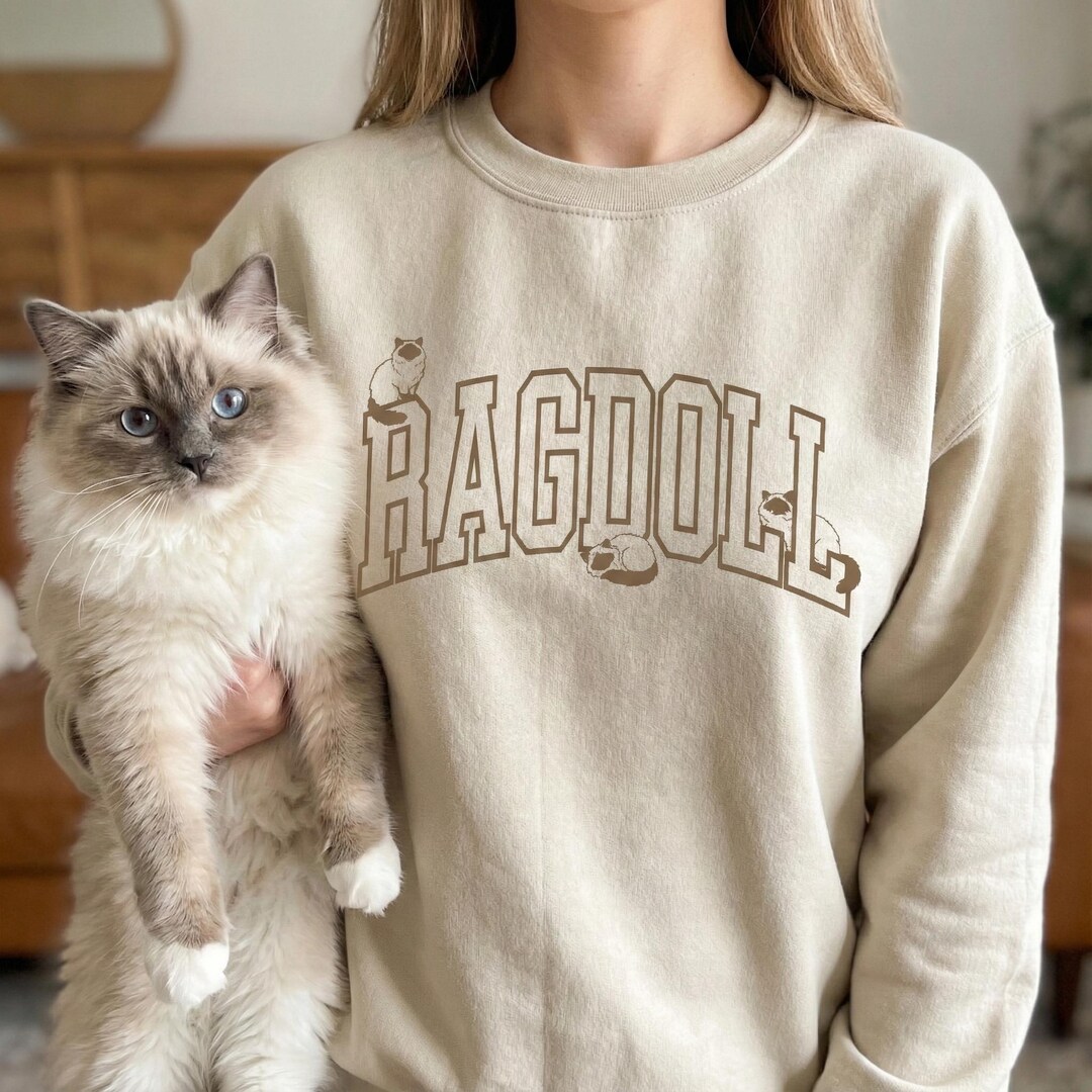 Ragdoll Cat Sweatshirt College Letter Crewneck Ragdoll Owner Gift Fall ...