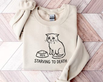 Grappige kat Sweatshirt Trieste kat meme shirt huisdier minnaar cadeau kat moeder kat vader Gen Z millennial verjaardag kat eigenaar kerst schattige huilende kat trui