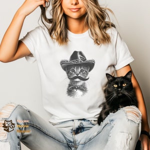 Meowdy Partner Cat Shirt, Black Cat Lover Bellc Canvas 3001, Funny Meme, Cowboy Cat Kitty Country Western Top, Cat Owner Clothing Gift Mom