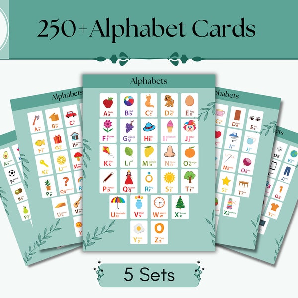 Alphabet Card Bundle - Montessori ABC Cards Bundle, 3-Part Memory Flashcards for Fun Early Learning, Alphabet study notes