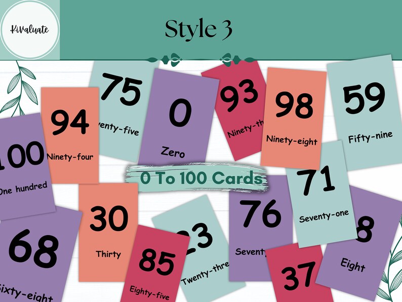 Numbers Flash Cards Bundle, Numbers Cue Cards, Math Cards, Children ...