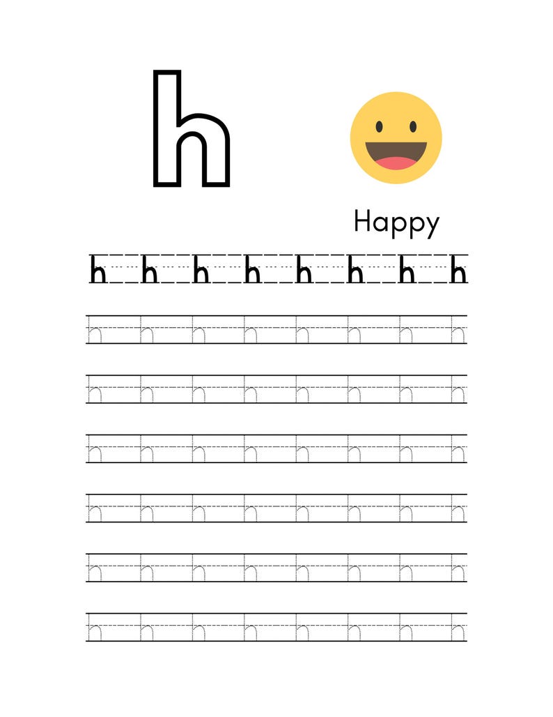 Dashed Lowercase H Small Alphabet Worksheets for Preschoolers | Fun & Educational | Trace ...