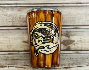 12 oz Wood Grain Fishing tumbler