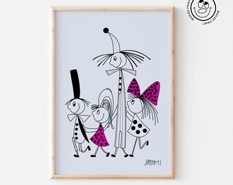 Nursery girl wall art. Nursery wall print. Poster for playroom. Girl prints for bedroom. Nursery girl wall art. Unframed print