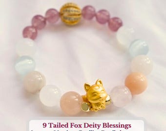 Nine Tailed Fox Love Marriage Family Spelled Crystal Bracelet | Abundance Spell | Improve family harmony | Women&#39;s Gifts : “Peachfox Petals”