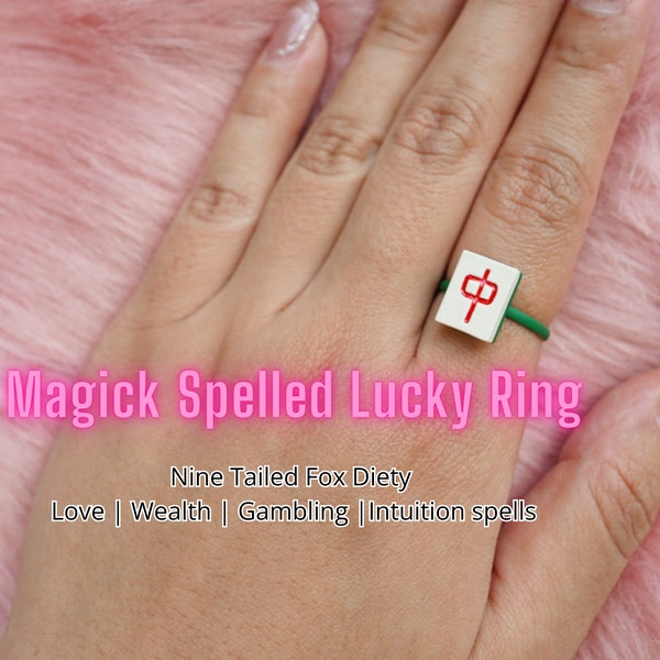 Gambling Luck Ring | Nine Tailed Fox Deity Spelled Adjustable Ring | Love Wealth Success & Intuition Development | Lucky Amulet