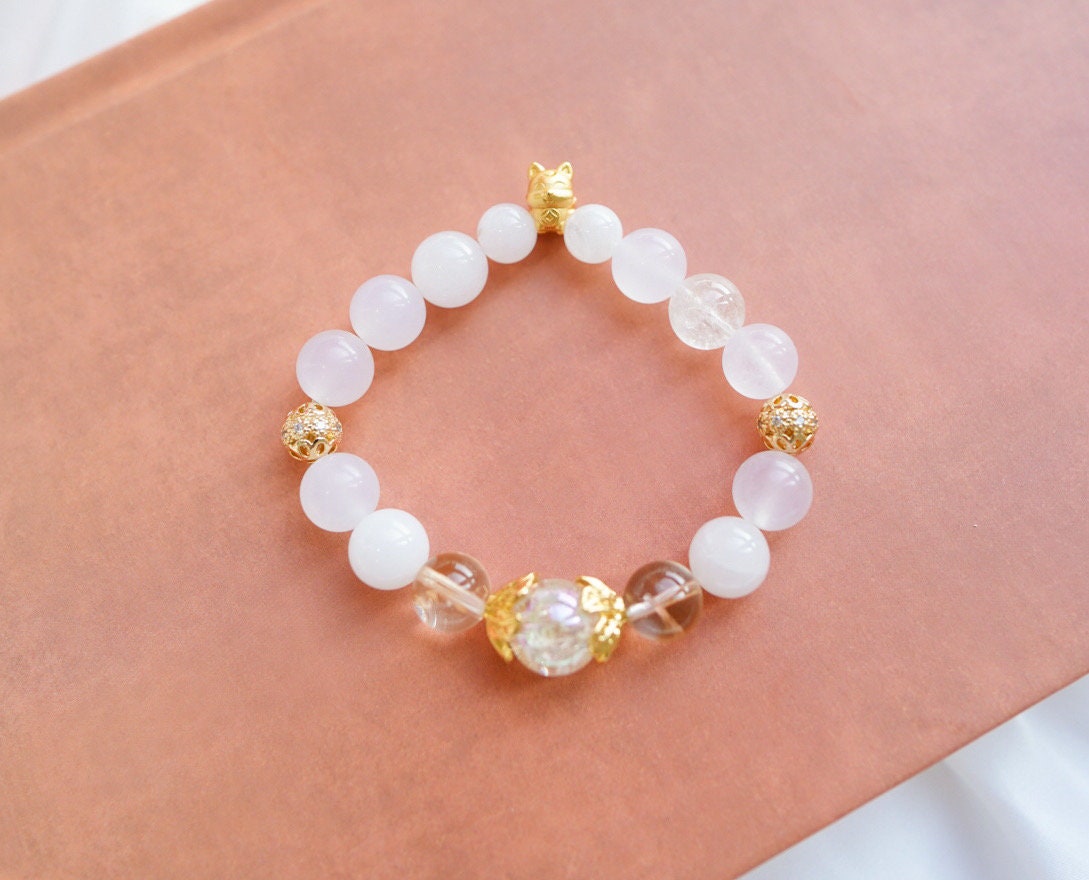 9 Tail Fox Deity Magic Spelled, Handmade Crystal and Pearl