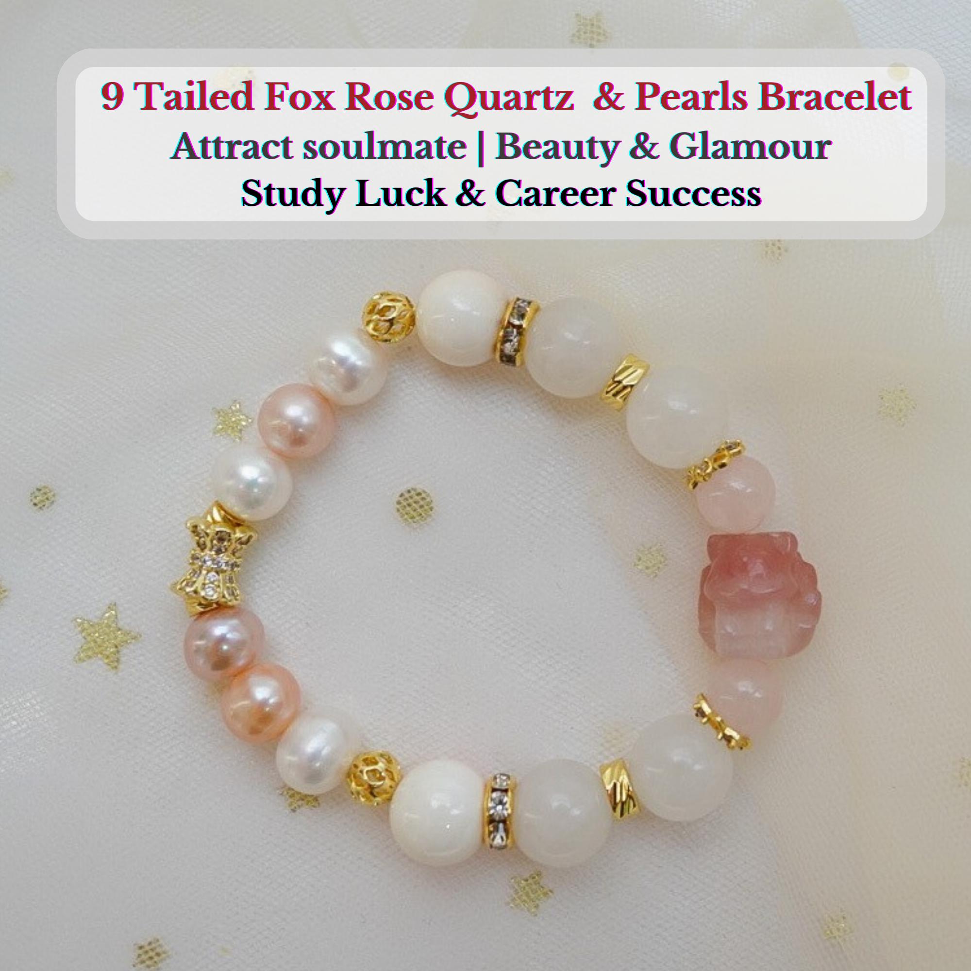 Love and Charisma Spelled Rose Quartz with Pearls Bracelet | blessed by Nine Tailed Fox Goddess: “Haven of 9 Tales"