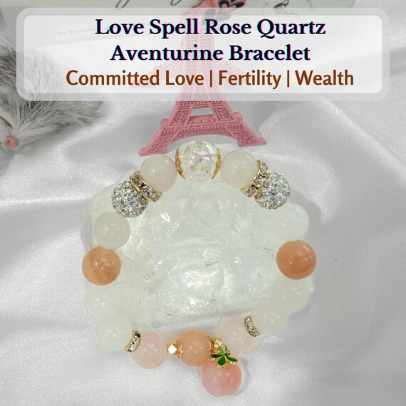 ローズクォーツ・アベンチュリンブレスレット：愛と富の呪文、手作り