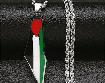Palestine Map Pendant Necklace Stainless Steel Fashion Personalized Pendant Necklace free palestine isreal war muslim islamic